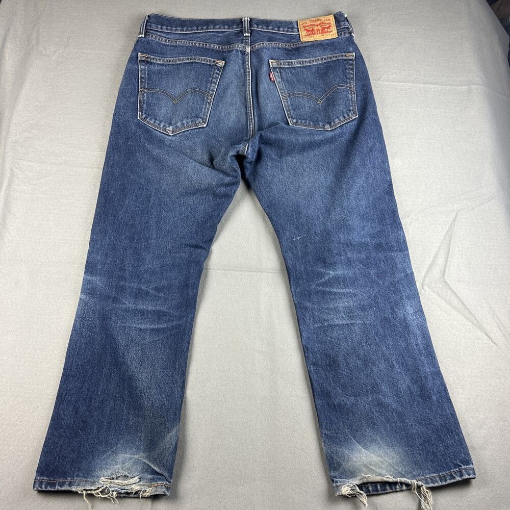 Levi’s 505 Denim Blue Jeans Mens 36x29 Casual Straight Leg Pants Medium Wash - Picture 10 of 14